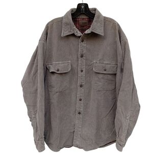 Gray Corduroy Button-Up Jacket Red Flannel Lined St. John's Bay Size Men's Large